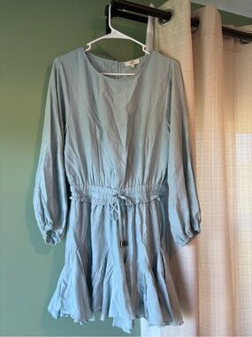entro Light Blue Long Sleeve Drawstring Waist Romper